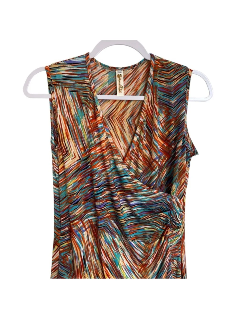 Shoreline Brown and Orange Ruched Mini Sundress S/M - CO China